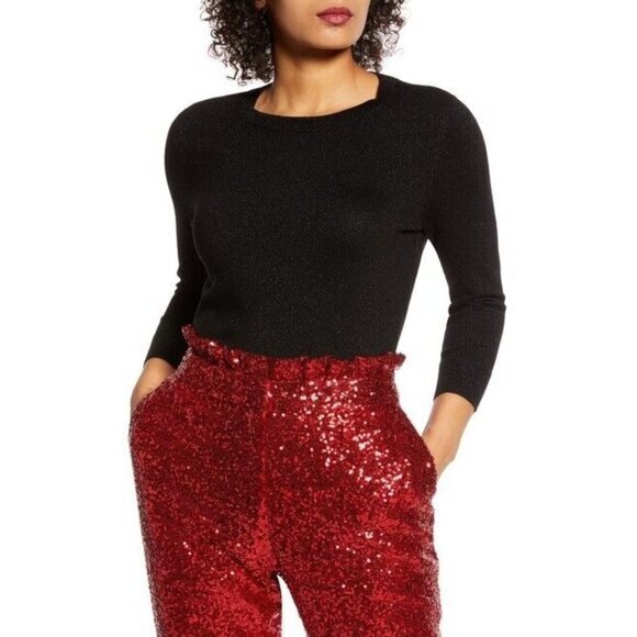 Halogen X Atlantic-Pacific Metallic Black Crew Neck Sweater SZ 1X NWT - Picture 1 of 5